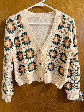 Cute "granny-square" style crochet sweater